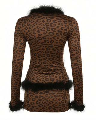 JADE Trimmed Faux Fur Leopard Set-Meeba &amp; Mae