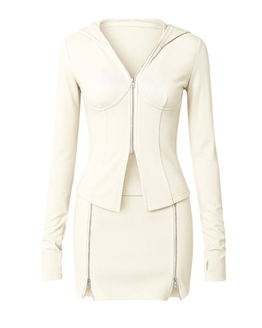 DIONA Zip Detail Top & Skirt Set-Meeba &amp; Mae