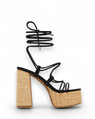 GAZINI Raffia Platform Strappy Heels-Meeba &amp; Mae