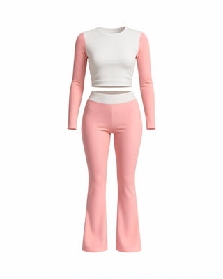 EMELIA Contrast Long Sleeve Top & Flare Pants Set-Meeba &amp; Mae