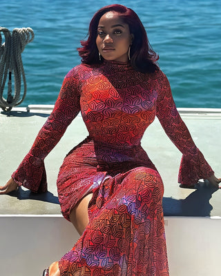 YAMINA Draped Cutout Bodycon Maxi Dress-Meeba &amp; Mae