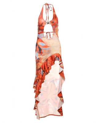ARLENE Cutout Ruffle Maxi Dress-Meeba &amp; Mae