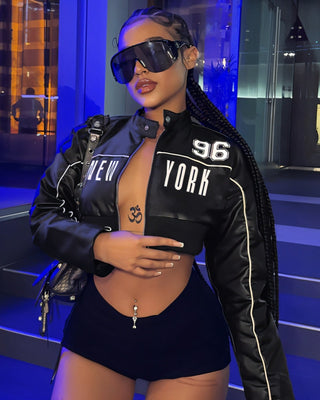 MARTA Cropped Faux Leather Jacket