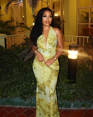 NUVIA Abstract Print Halter Maxi Dress-Meeba &amp; Mae