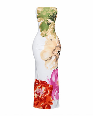 LYCA Floral Print Strapless Maxi Dress-Meeba &amp; Mae
