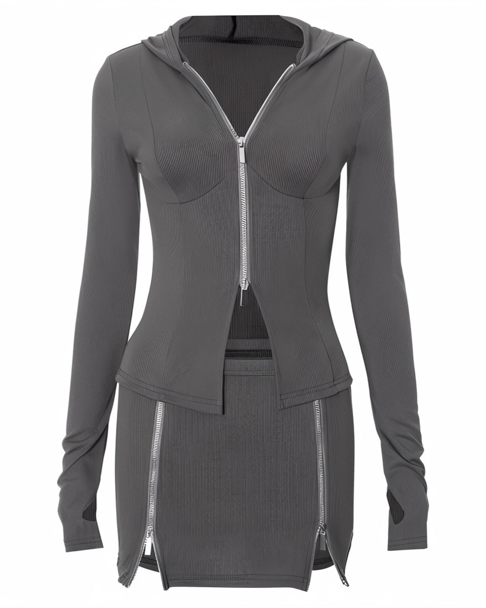 DIONA Zip Detail Top & Skirt Set-Meeba &amp; Mae