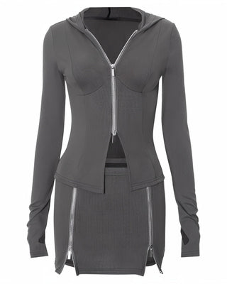 DIONA Zip Detail Top & Skirt Set-Meeba &amp; Mae