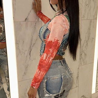 MACIE Mesh Printed Top-Meeba &amp; Mae