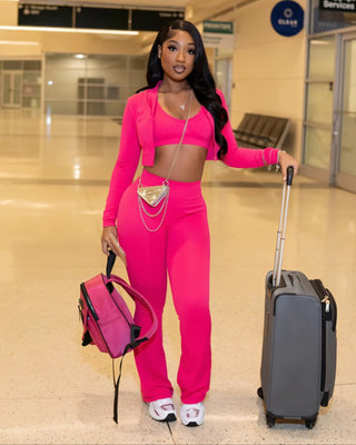 MARJORIE 3-Piece Zip Up Top & Flare Pants Set-Meeba &amp; Mae