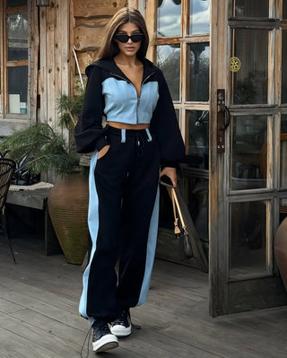 MILLIE Cropped Hoodie & Wide Leg Jogger Set-Meeba &amp; Mae