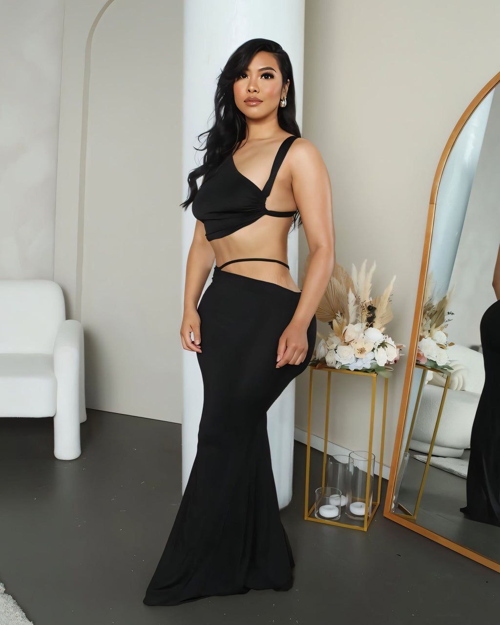FRANCESCA Oblique Tube Top & Maxi Skirt Set-Meeba &amp; Mae