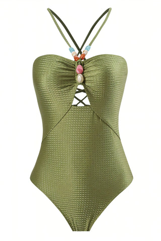 LOTTIE Beaded One-Piece Swimsuit & Tie Maxi Skirt Set-Meeba &amp; Mae