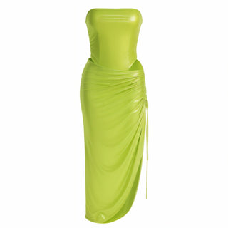 AYVEN Strapless Bodysuit & Ruched Maxi Skirt Set-Meeba &amp; Mae