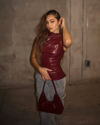 MABEL - LEATHER DRAPED TOP