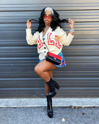 KENYA Jacquard Loose Button-Up Cardigan