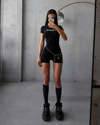 AMIRA Letter Print Romper-Meeba &amp; Mae