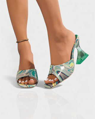 ORELIA Contrast Peep Toe Heels Sandals