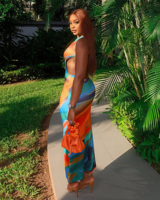 MAREN Abstract Print Backless Maxi Dress-Meeba &amp; Mae