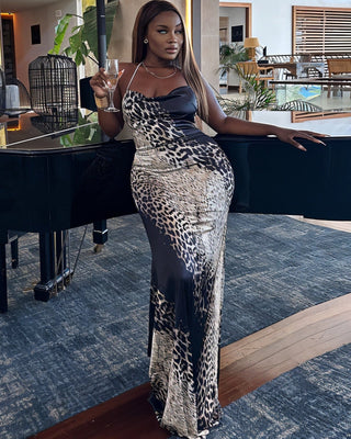 ROSALIE Snake Print Strap Maxi Dress-Meeba &amp; Mae