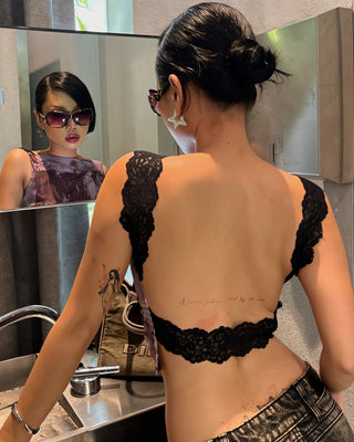 SKY Velvet Lace Backless Top-Meeba &amp; Mae