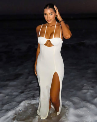 ROXY Strappy Bodycon Slit Maxi Dress-Meeba &amp; Mae