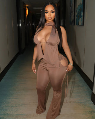 TIFFANY Drape Top & Wide Leg Trousers Set-Meeba &amp; Mae