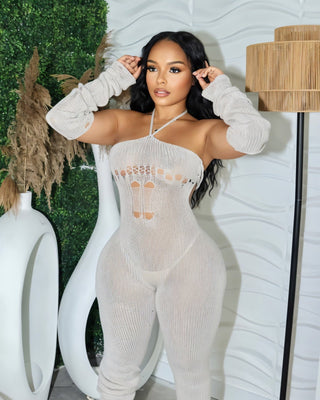 PALOMA Halter Neck Tie Knit Jumpsuit-Meeba &amp; Mae