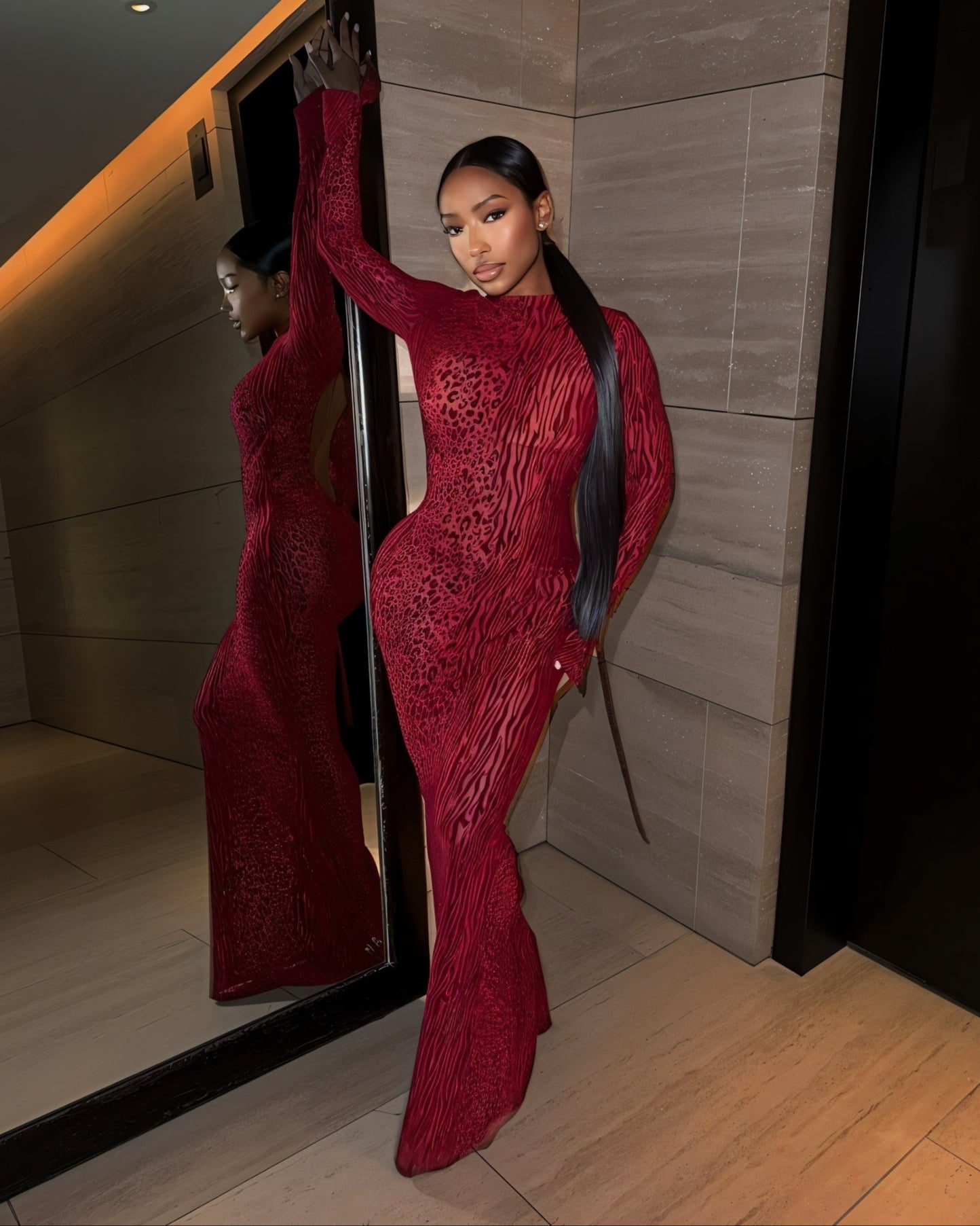 ASHLEY Mesh Open Back Maxi Dress-Meeba &amp; Mae