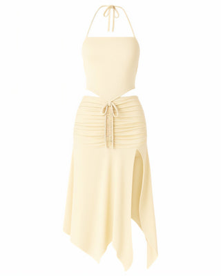 JESS Halter Crop Top & Ruched Midi Skirt Set-Meeba &amp; Mae