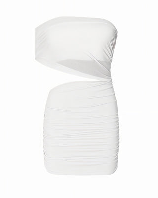 ANGELINA Asymmetric Strapless Mini Dress-Meeba &amp; Mae