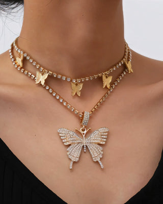 LILA Butterfly Layred Necklace-Meeba &amp; Mae