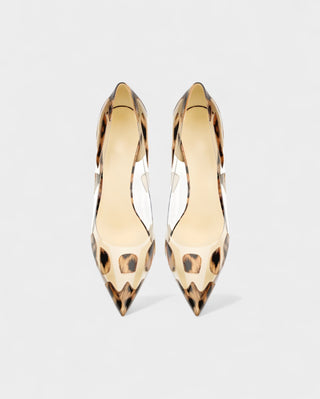 DALYA Transparent Pointed-Toe Leopard Heels