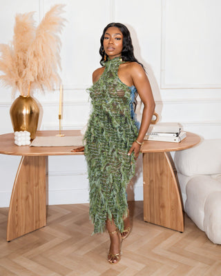 LILYANA Tassel Splicing Backless Midi Dress-Meeba &amp; Mae