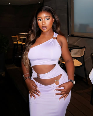 CRYSTAL One-Shoulder Cutout Maxi Dress-Meeba &amp; Mae