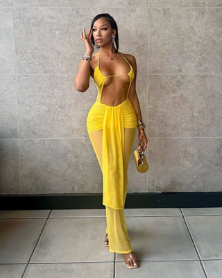 JEMMA Mesh Cutout Drape Jumpsuit-Meeba &amp; Mae