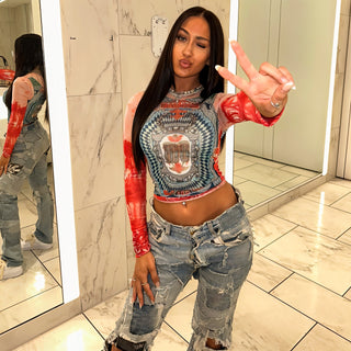 MACIE Mesh Printed Top-Meeba &amp; Mae