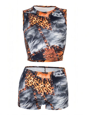 ZARA Leopard Print Top and Tight Shorts Set-Meeba &amp; Mae