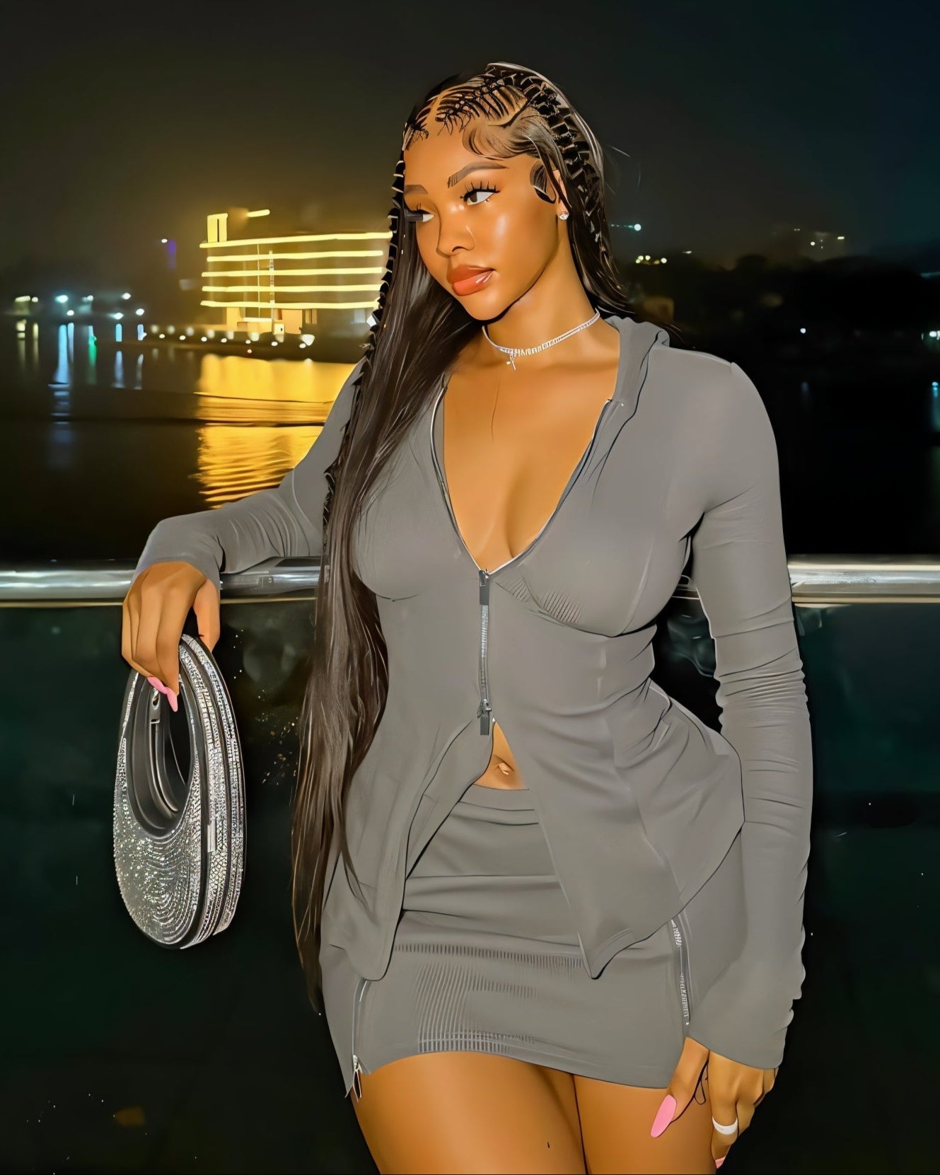 DIONA Zip Detail Top & Skirt Set-Meeba &amp; Mae