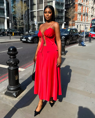 ROMILDA Cut-Out Tie-Front Cami Top & Midi Skirt Set-Meeba &amp; Mae