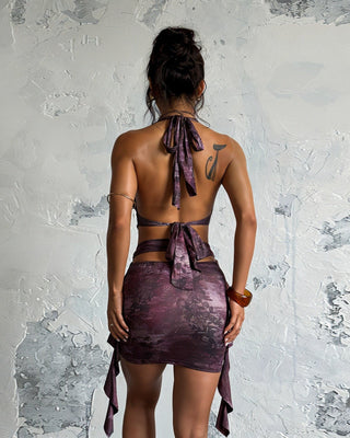 ELENI Halter Tie-Back Cutout Mini Dress-Meeba &amp; Mae