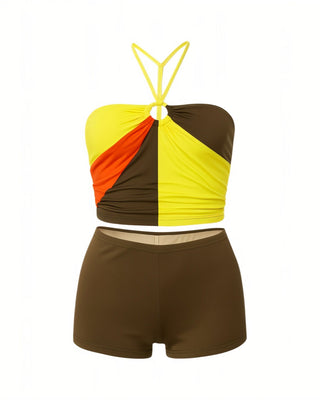 INDIE Geometric Ring Detail Halter Top & Shorts Set-Meeba &amp; Mae
