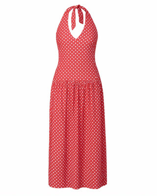 HAVANA Polka Dot Halter Maxi Dress-Meeba &amp; Mae