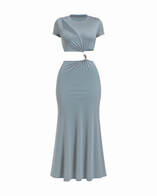 ZARINA Pearl Detail Cutout Maxi Dress-Meeba &amp; Mae