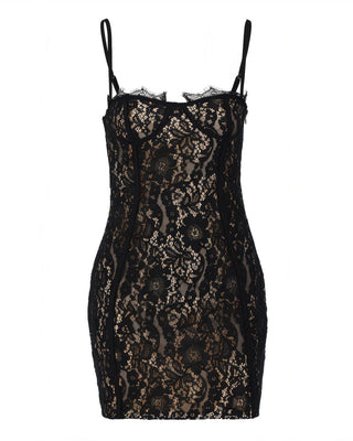 ISABEL Flower Slim Lace Mini Dress-Meeba &amp; Mae