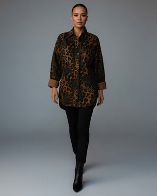 FELLA Oversized Leopard Print Button-Up Jacket