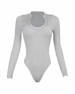 HALEY Ribbed Long-Sleeve Bodysuit