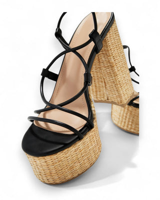 GAZINI Raffia Platform Strappy Heels-Meeba &amp; Mae