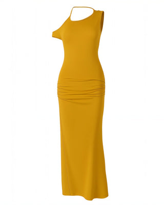 LIESSE One-Shoulder Halter-Back Maxi Dress-Meeba &amp; Mae