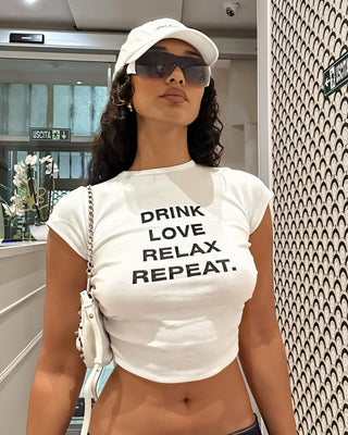 VERONICA Graphic Slogan Crop Top-Meeba &amp; Mae