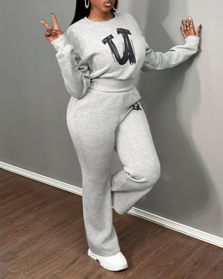 STARLA Graphic Letter Print Loungewear Set-Meeba &amp; Mae